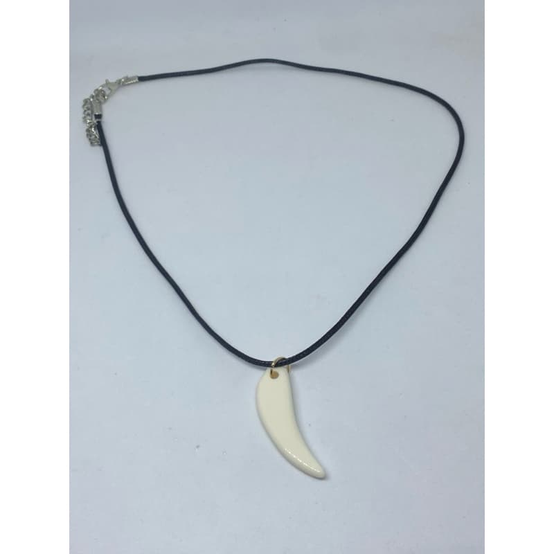 Colar Unissex Cordão Preto Pingente Dente Ajustável Masculino Feminino Acessório Moda Casual