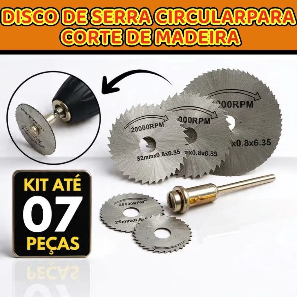 Mini Disco de Corte Kit 7 Peças de Aço Serra Micro Retifica Furadeira Kit Discos de Serra Circular Mini para Retífica