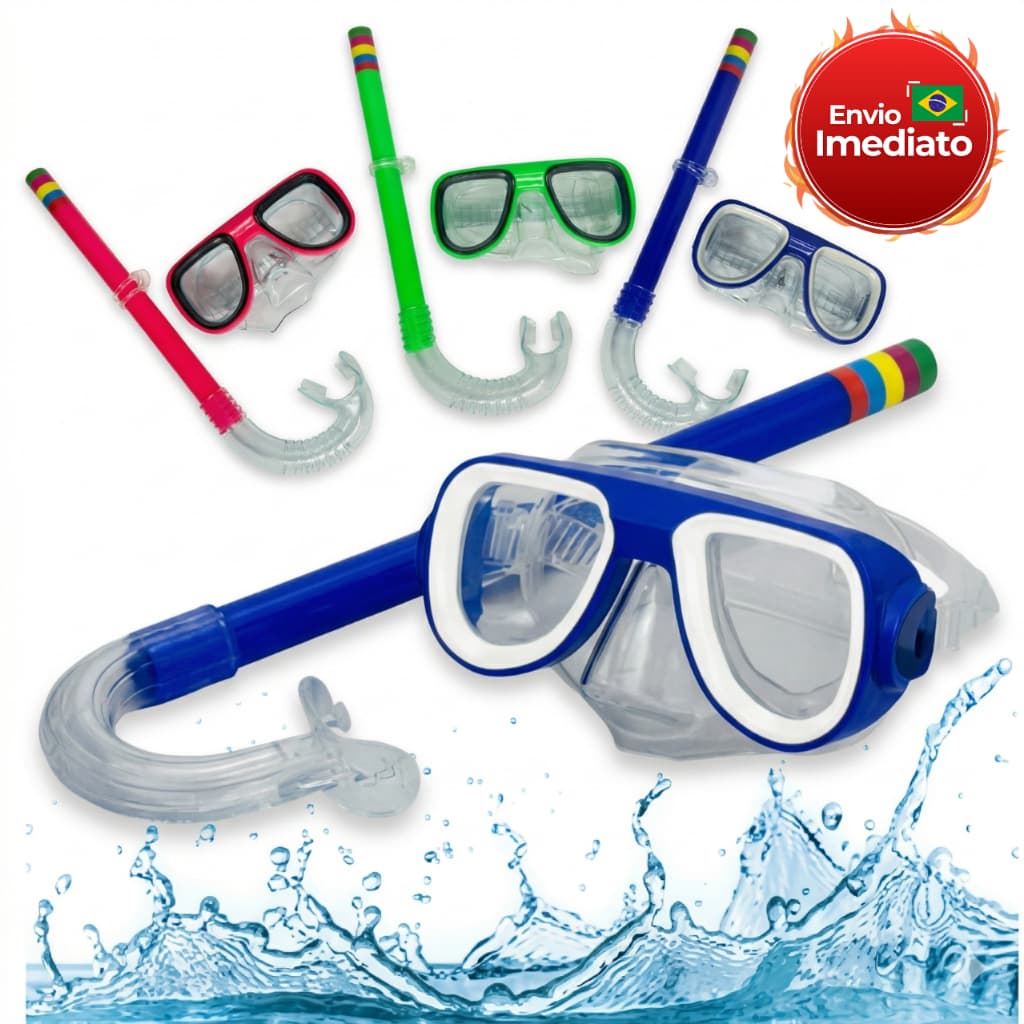 Kit de Mergulho Máscara E Snorkel Infantil e Juvenil Praia E Piscina