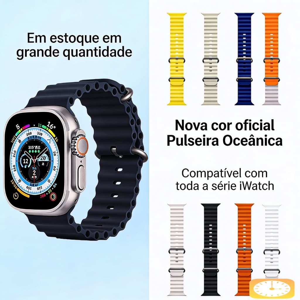 kit 2 Pulseiras Ocean Silicone Para Smart Watch Relógios 42mm 49mm