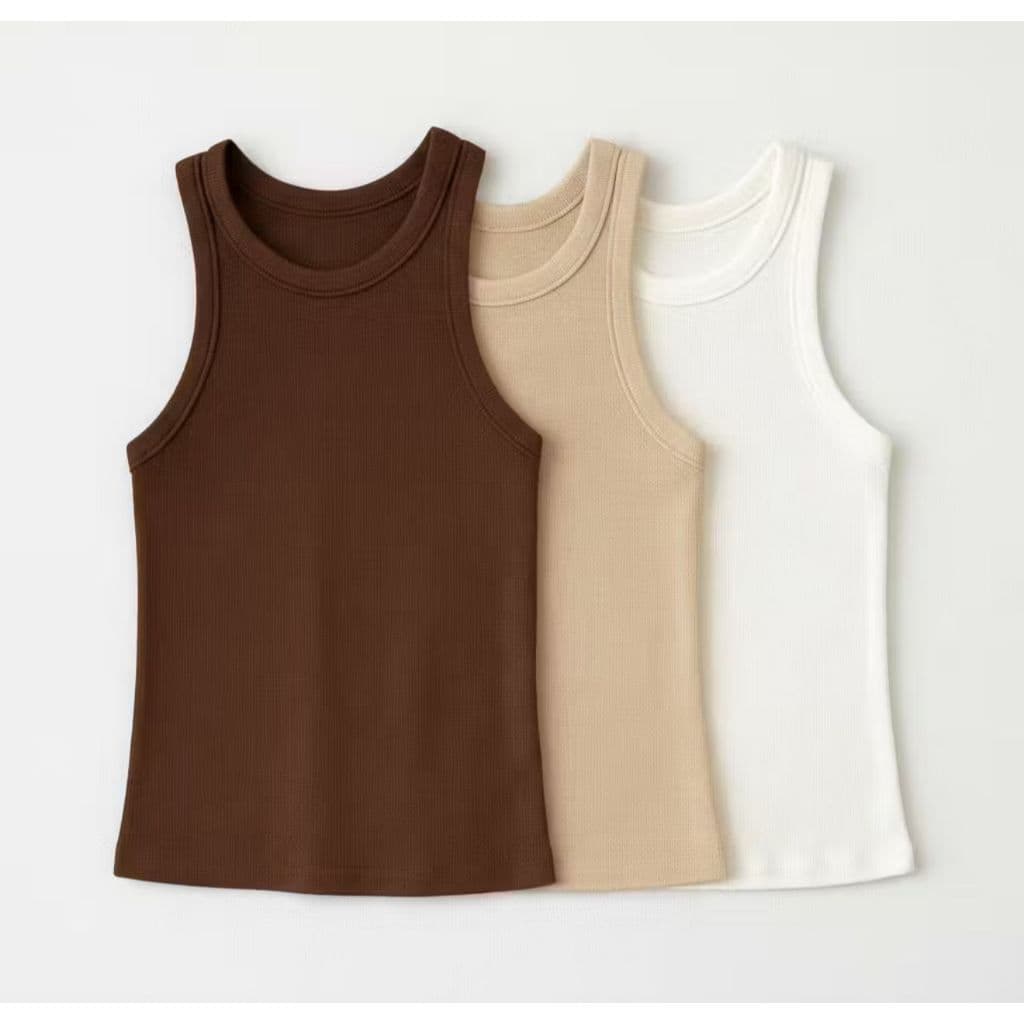 BLUSA REGATA BÁSICA CANELADA EM RIBANA DE ALGODÃO