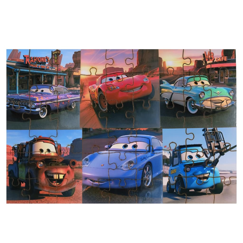 Kit 6 Quebra Cabeça Carros Infantil MDF Brinquedo Pedagógico