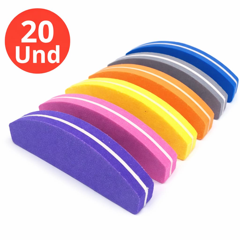 Kit 20 unidades MINI LIXA BUFFER BUMERANGUE FECHA POROS COLORIDO