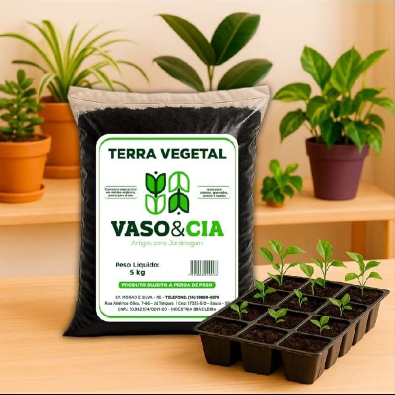 terra vegetal adubada orgânica 5kg -vasos plantas jardim