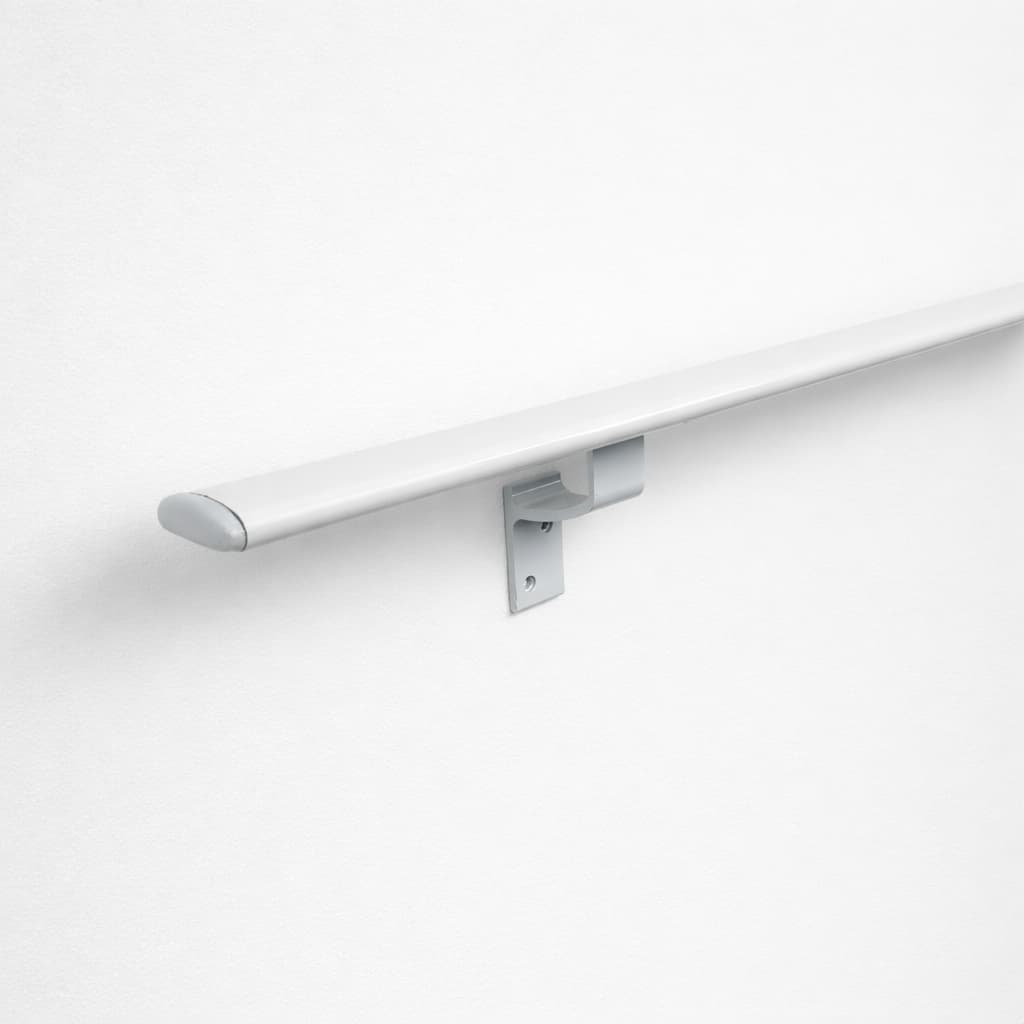 Corrimão Alumínio Branco 1,5m 14x50mm Reforçado Kit Completo Para Escada e Parede