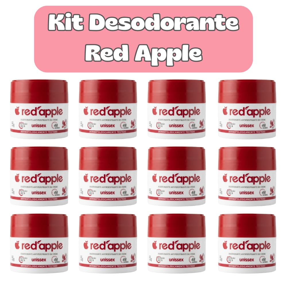 Kit 12un Desodorante Creme Red Apple