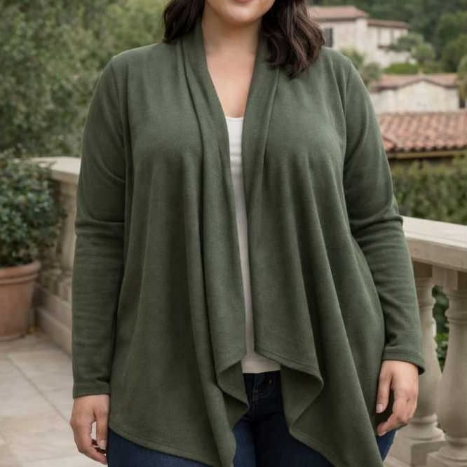 Casaco Cardigan Feminino Liso Manga Longa Lanzinha Conforto e Estilo