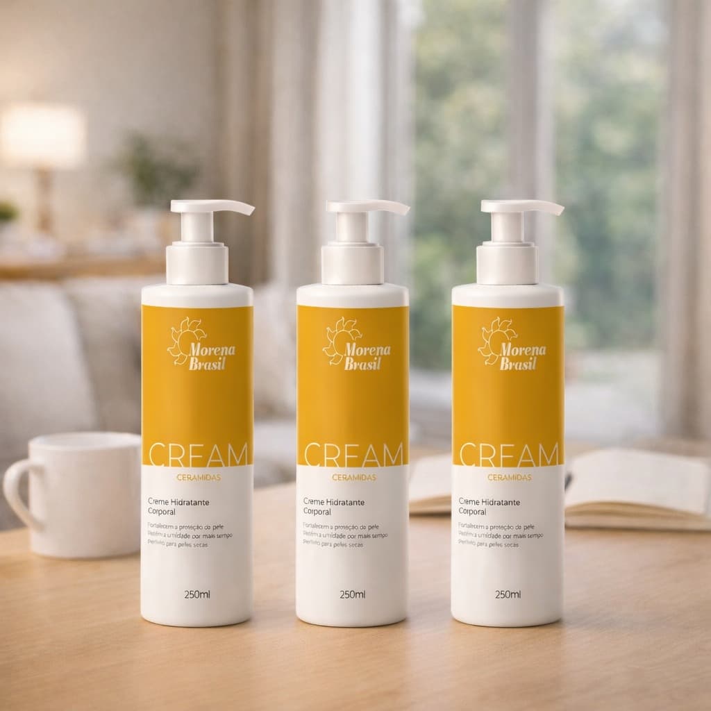 💛 Kit 3x Hidratante Corporal Morena Brasil Cream Ceramidas 250ml – Hidratação Prolongada