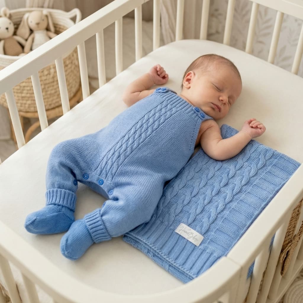 Kit Saída de Maternidade 3 Peças Jardineira Luxo Tricot RN 0-3 Meses