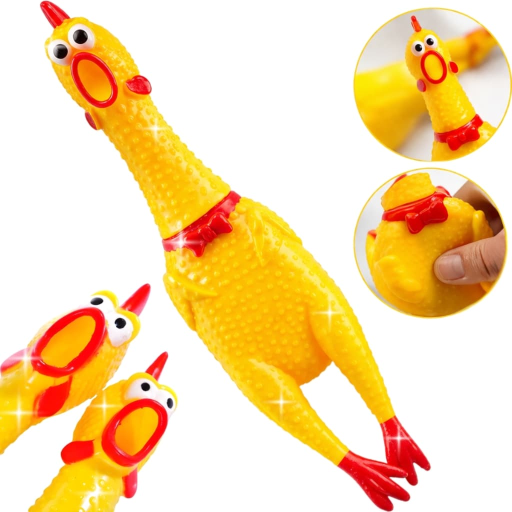 Frango Galinha Grande Brinquedo Pet Borracha Mordedor Sonoro