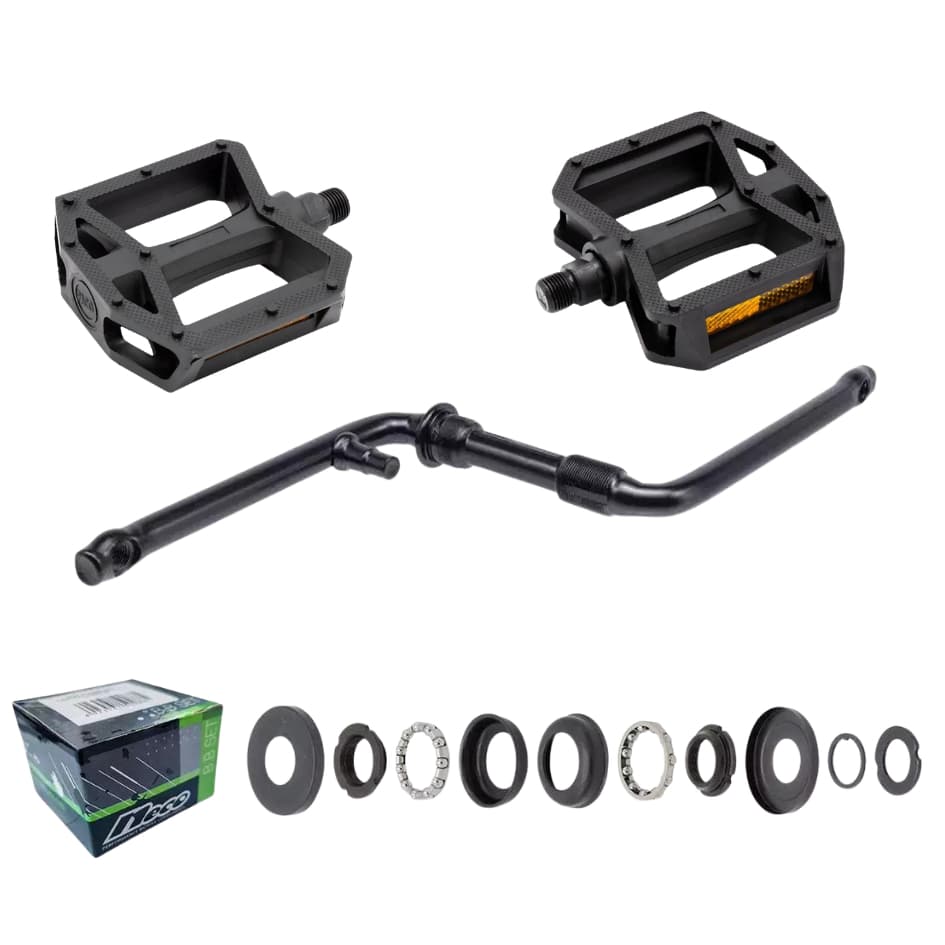 Kit Pedivela Monobloco 165mm 140mm 114mm Movimento com Central 45mm e Pedal 1/2 para Bicicleta aro 16 20 24 26 29