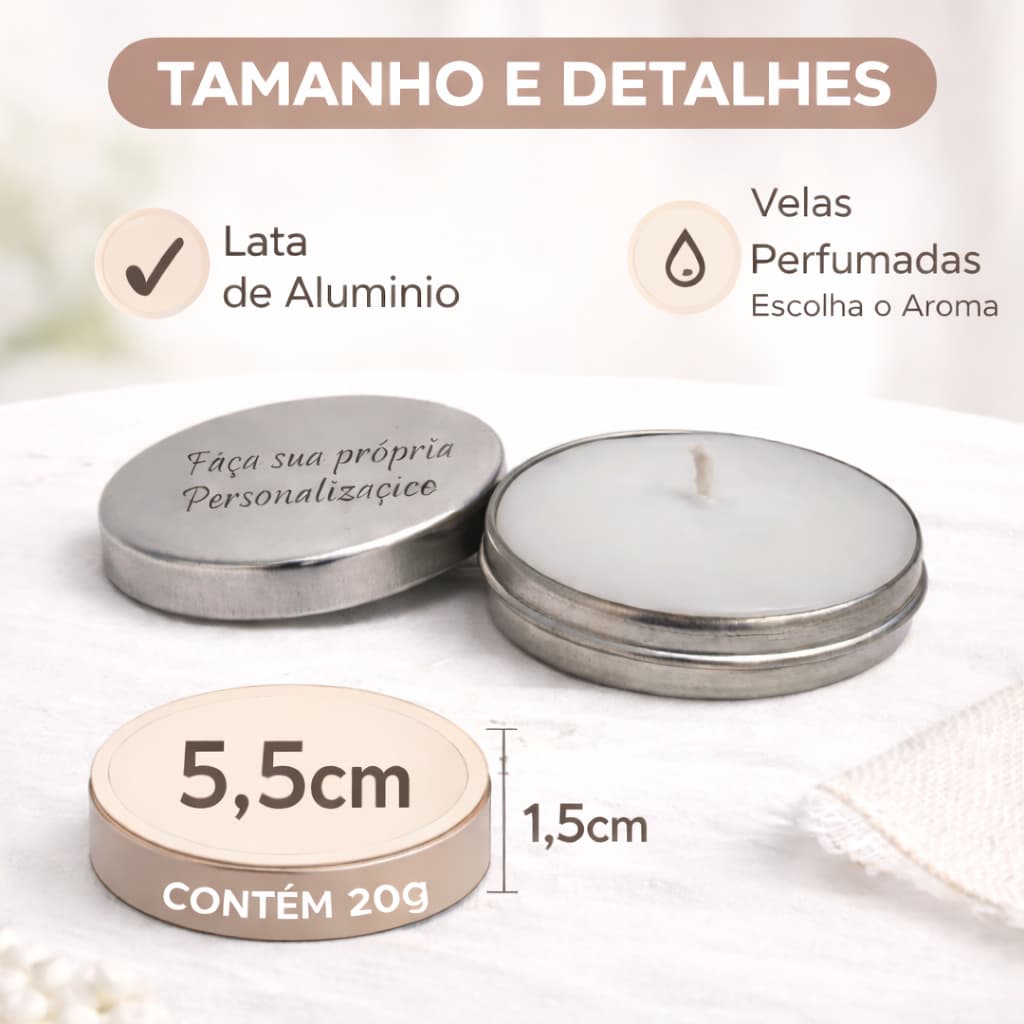 Kit Velas Aromáticas Lembrancinhas Lata Alumínio  (10,15,20 un)