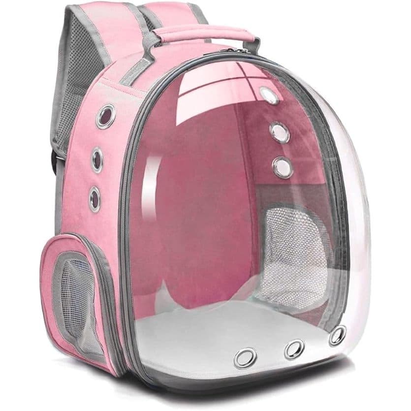 Mochila Pet Visão Panorâmica Astronauta Cães e Gatos Transporte Animais Estimação Bolsa Ventilada (ROSA)