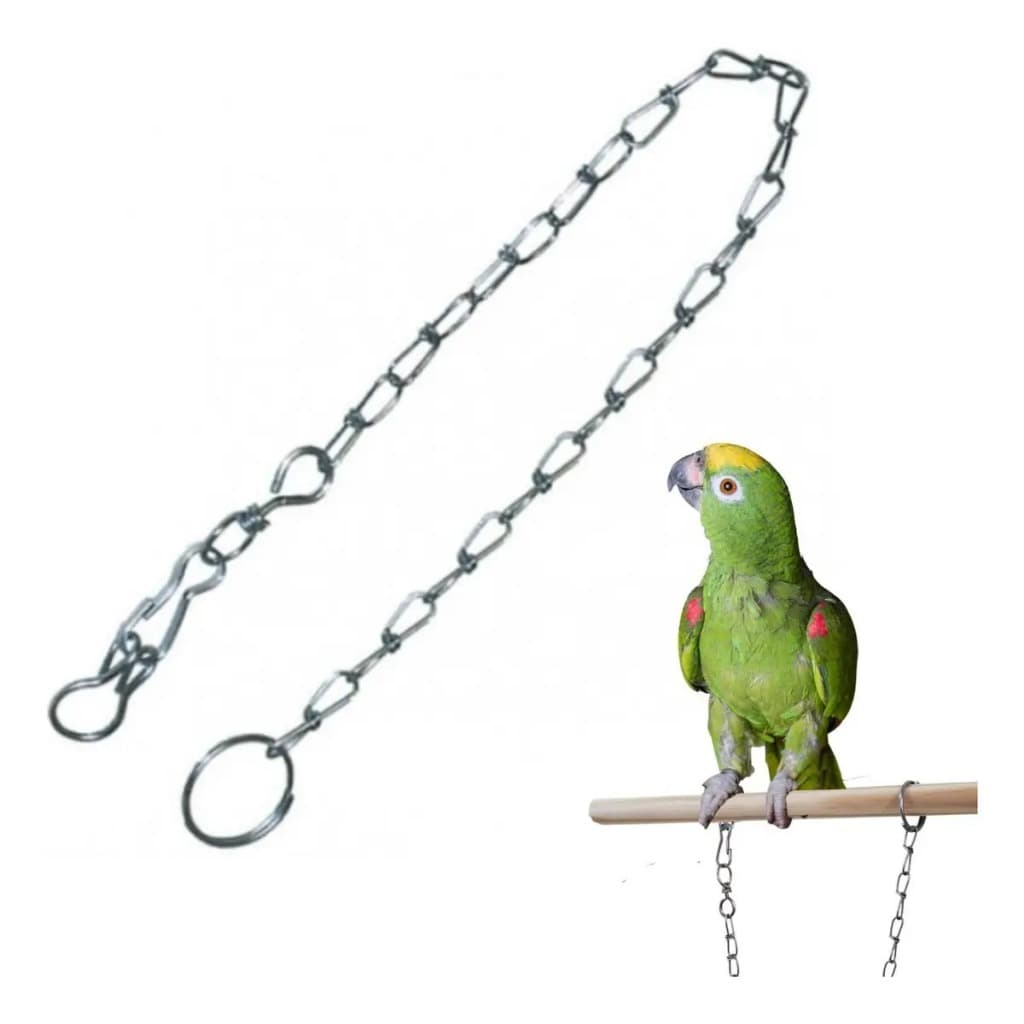 Corrente de Aço Zincado para Papagaio e Calopsita 41cm Prateado