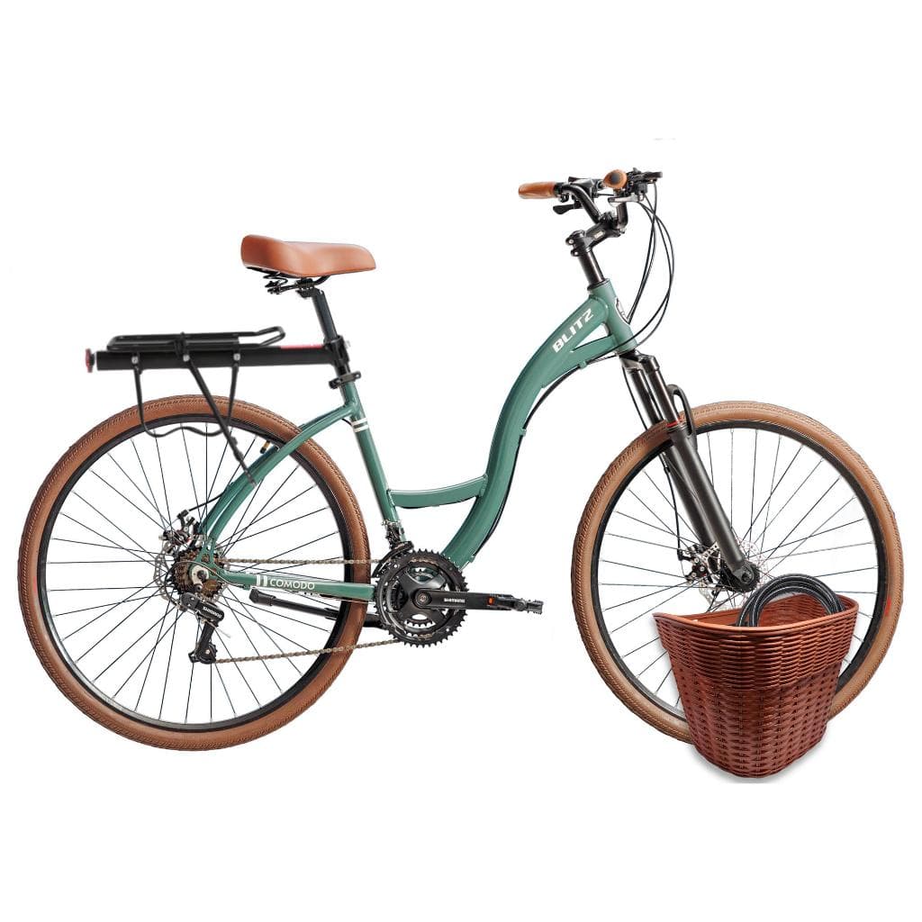 Kit Bicicleta Aro 29 BLITZ Comodo Urbana 21v + Cestinha, Bagageiro e Cadeado