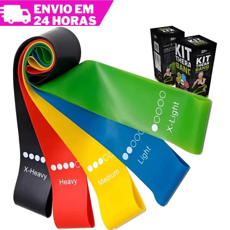 Kit 5 Elásticos para Exercícios Original Mini Band Elástico de Exercício Crossfit Fisioterapia