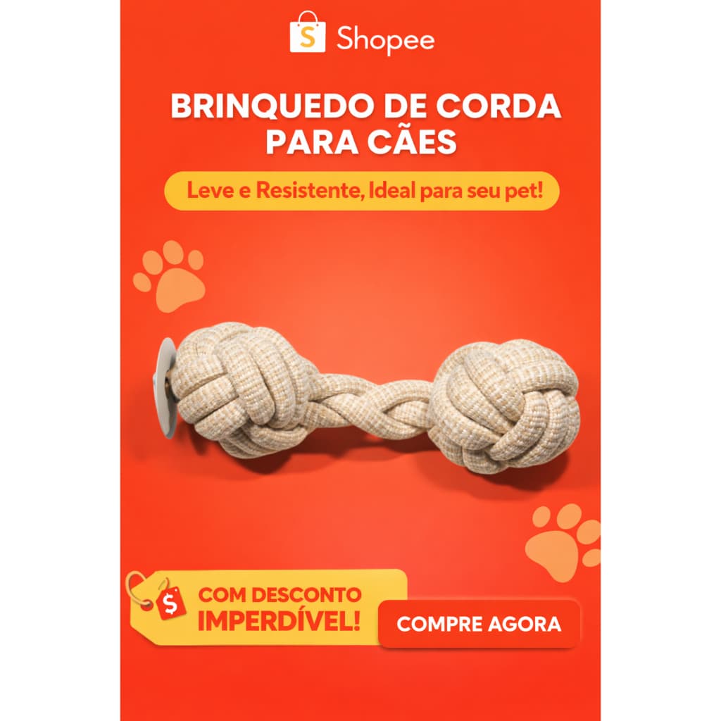 Brinquedo Pet Mordedor de Corda para Cães - Osso de Corda Anti estresse para cães