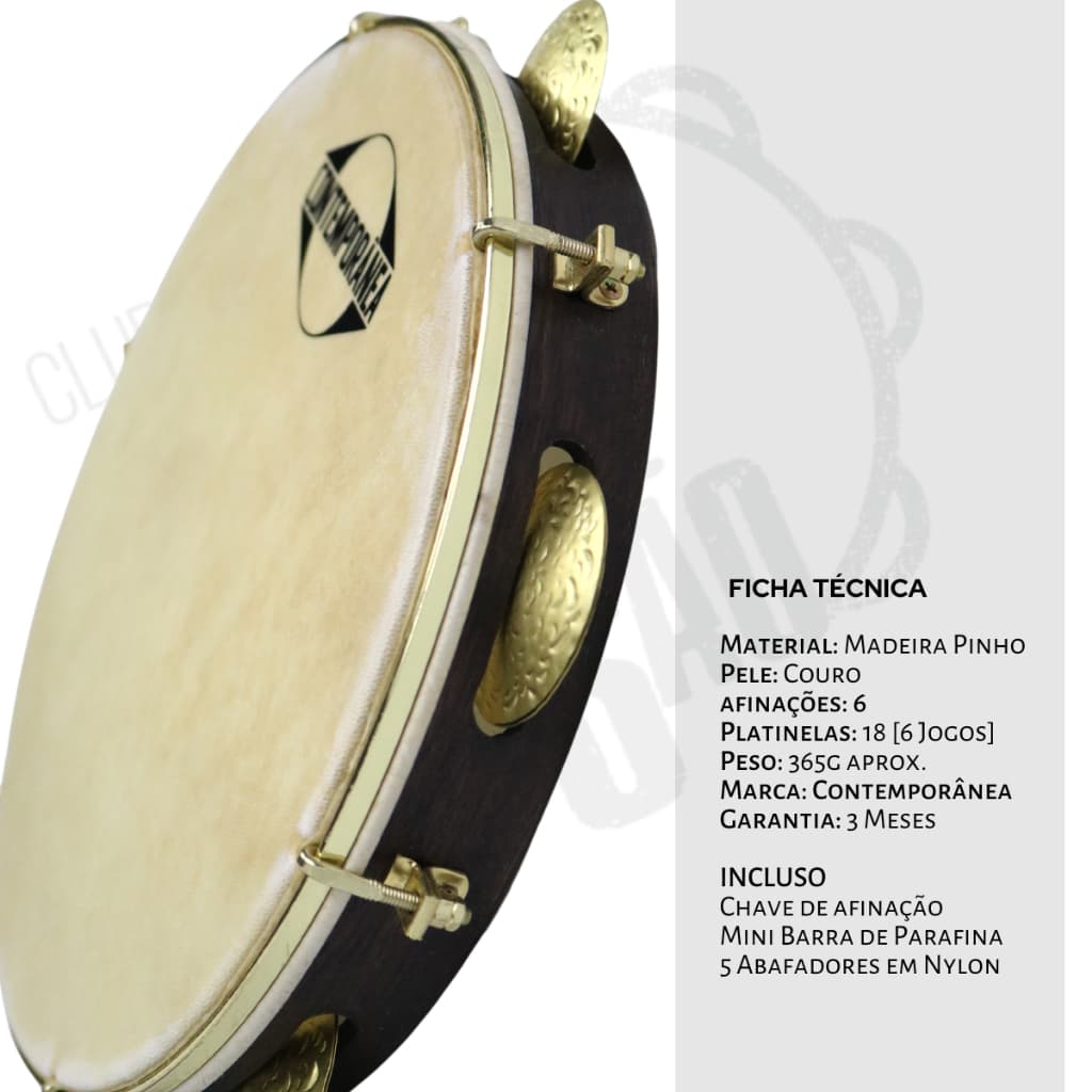 Pandeiro Contemporânea Original 10" Luthieria Léo Rodrigues Couro Animal