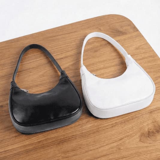 Bolsa de Ombrinho Pequena Meia Lua Femenina Branca ou Preta