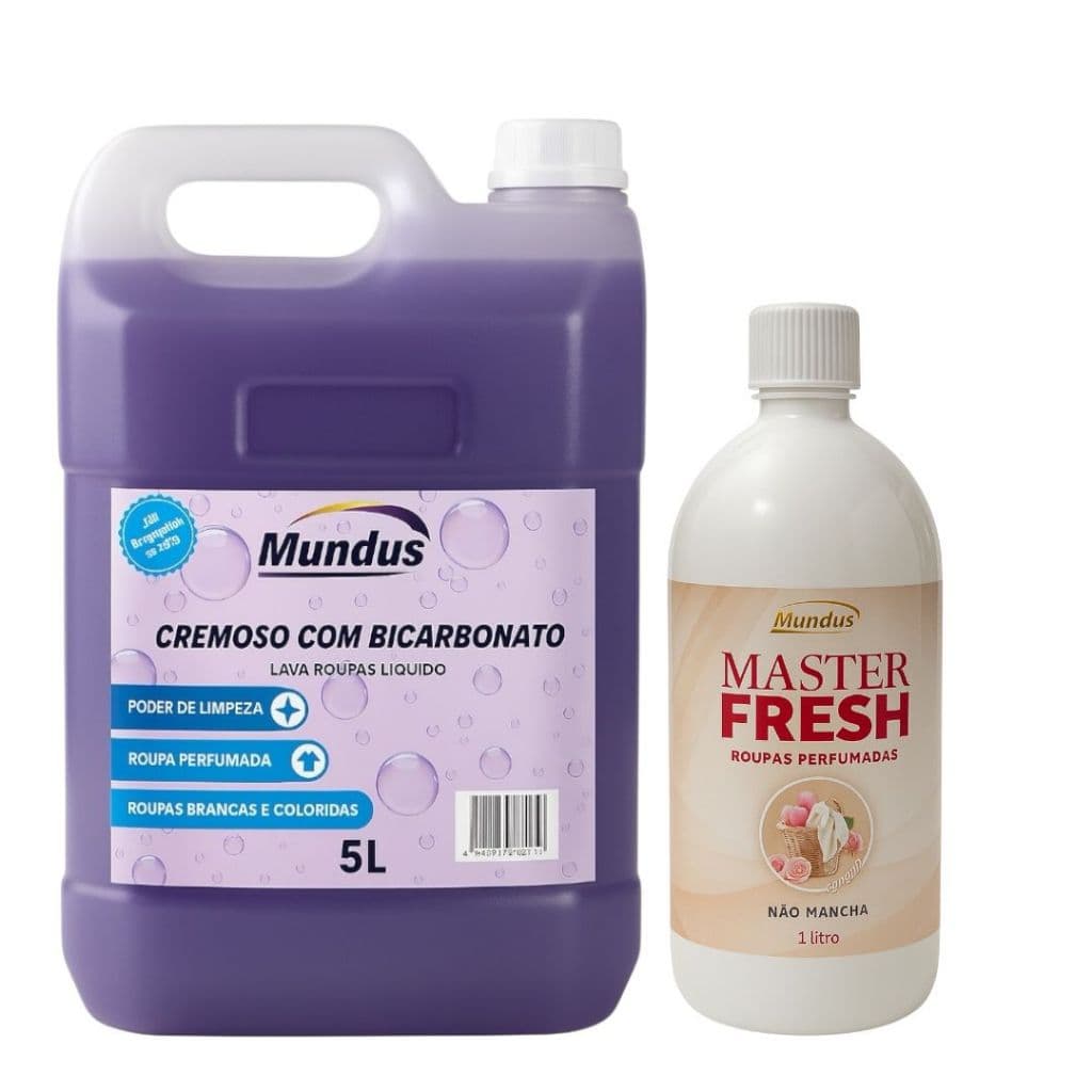 Kit Econômico Sabão Líquido Bicarbonato 5L + Facilitador de Passar MasterFresh 1L
