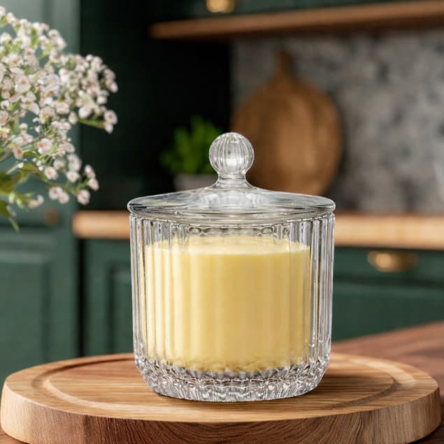 Manteigueira Francesa Wolff Cristal Império 350 ml Porta Manteiga de Vidro Sempre Fresca Mesa Posta