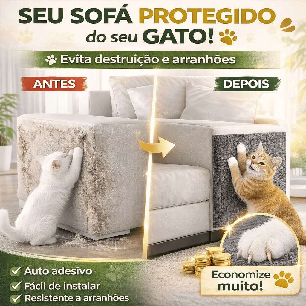 Tapete Arranhador Adesivo Protetor Gatos Auto-Adesivo Proteçao Para Sofa Cama Box Moveis
