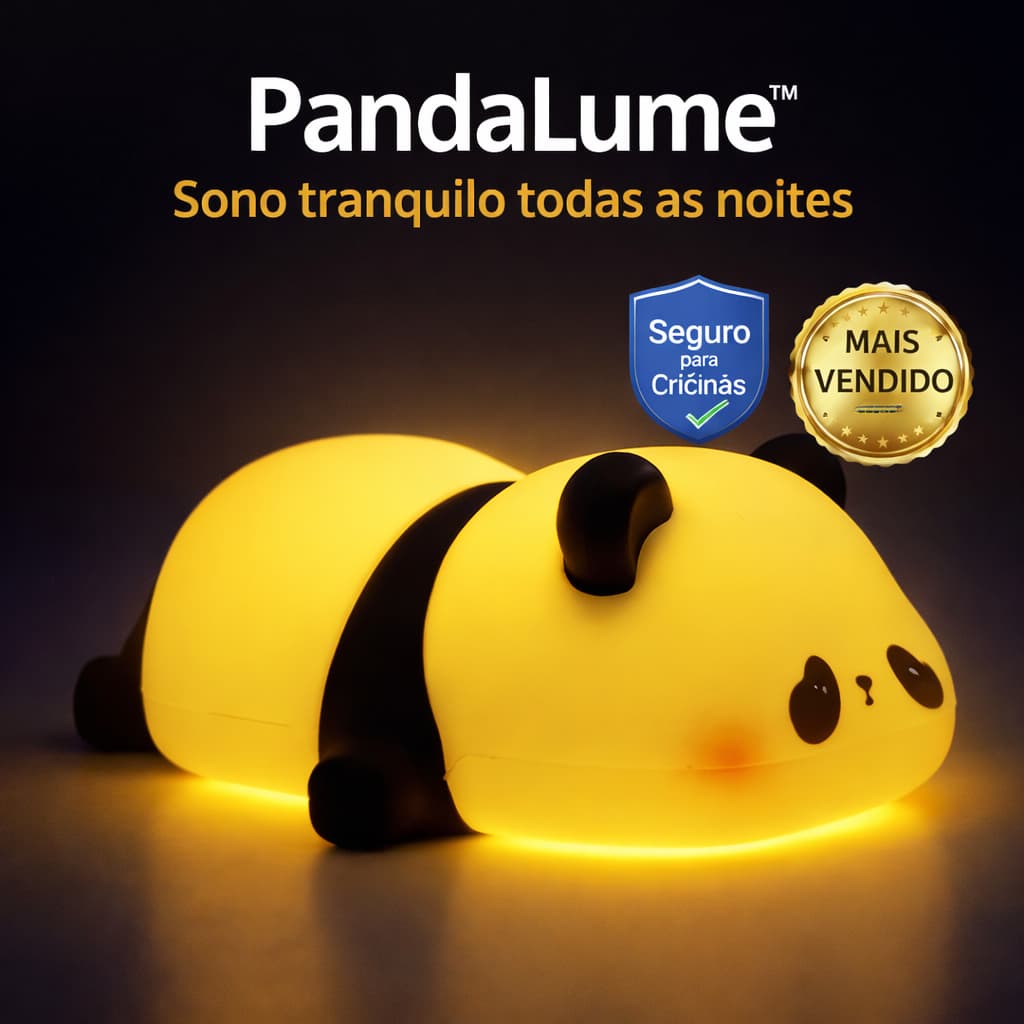 Luminária LED PandaLume™ Infantil Silicone Macio Luz Noturna Decorativa Quarto Bebê Criança Anti Medo do Escuro