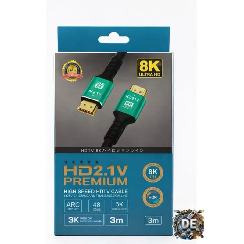 Cabo HDMI 3 metros 2.1 8K Ultra HD 60Hz 4K 120Hz 2K Full HD ARC HDR Alta Velocidade