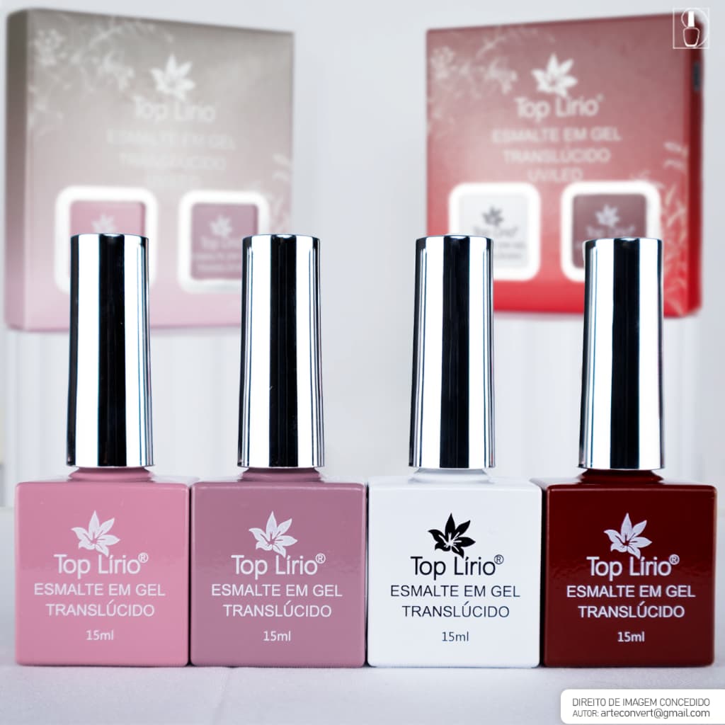 Esmalte em Gel Renda LIRIO 15ml Kit Francesinha Branco Nude Renda Cristal p/ Unhas Original ANVISA