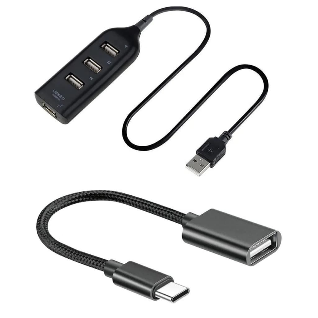Kit Mobilador Hub USB 4 Portas + Cabo Adaptador OTG Usb Tipo-C Para Celular Tablet Notebook