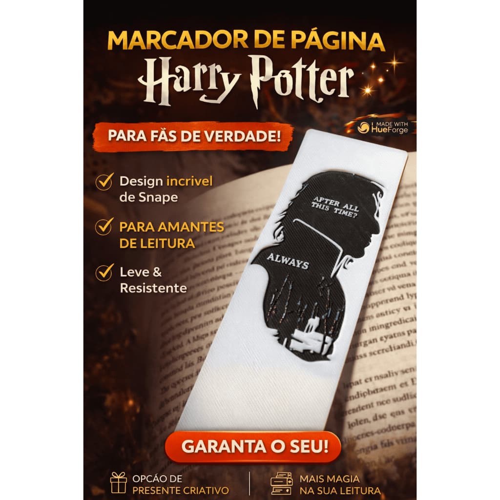 Marcador de Página Harry Potter Snape Always | Bookmark Decorativo Criativo Leitura Presente Geek