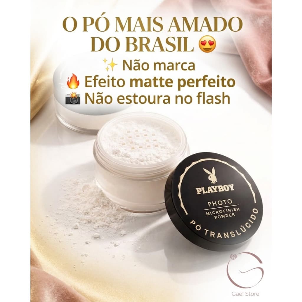 Pó Translúcido Playboy Original 🔥 Efeito Matte Perfeito Não Marca e Não Estoura no Flash