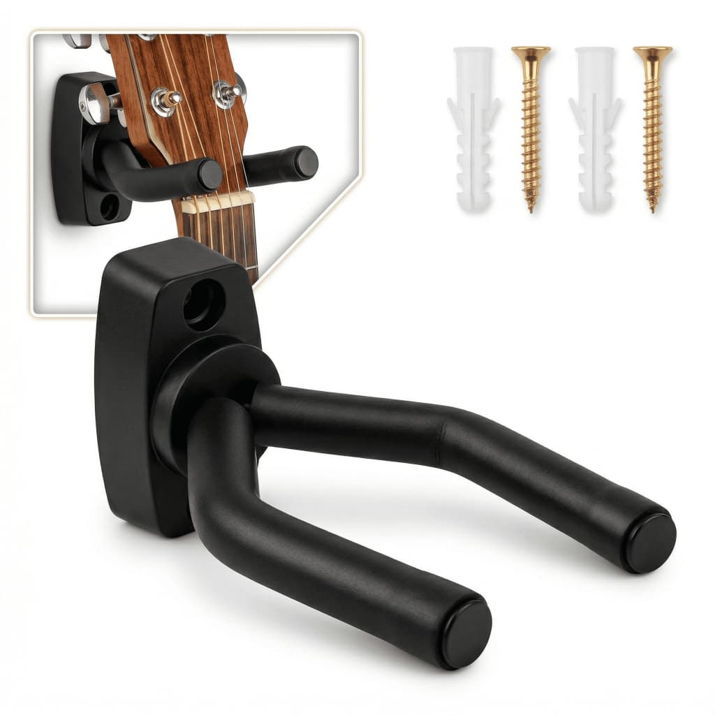 Suporte de Parede Violão Guitarra Baixo Violino Ukulele Emborrachado com Parafusos Ajustável Fácil Instalação