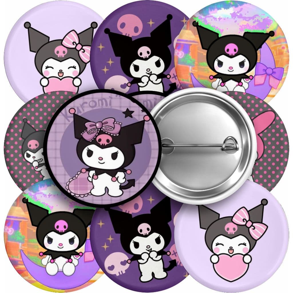 Kit 10 Botton Broches Tema Kuromi 3,5cm