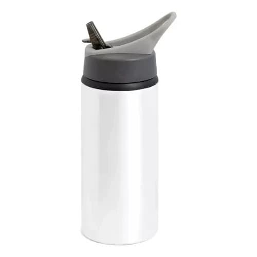 Squeeze Alumínio 600ml com Tampa Branca e Bico Retrátil para Sublimação