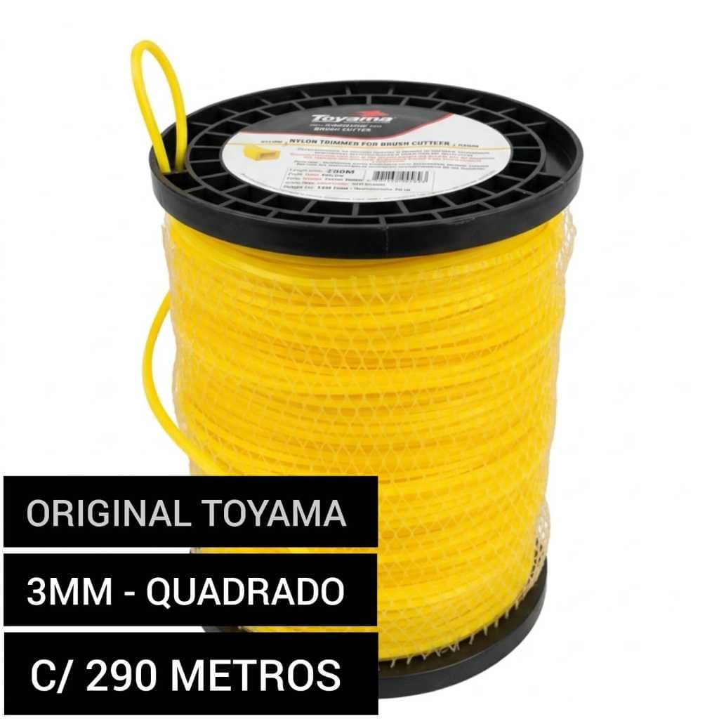 Fio de Nylon p/ Roçadeiras 3mm 290 metros Quadrado Toyama Amarelo
