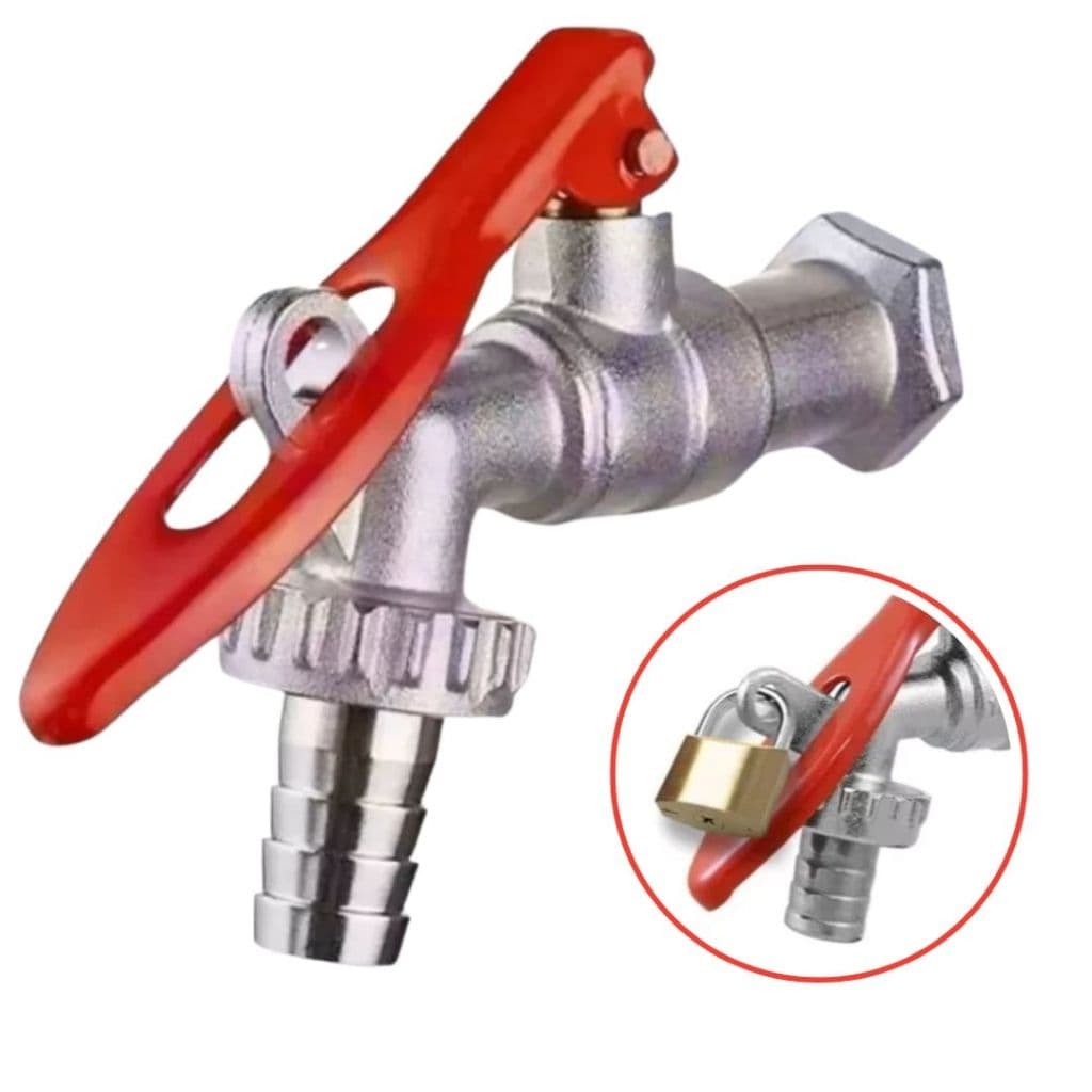 Torneira Esfera Metal - Saída 3/4 Porta Cadeado Jardim Quintal Lavanderia