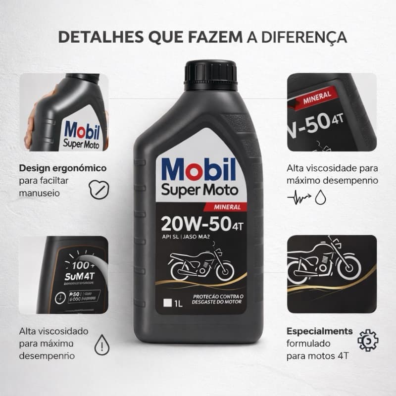 OLEO MOBIL MOTO 4T 20W50 MINERAL LITRO