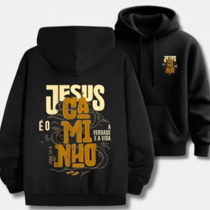 Moletom Canguru Jesus É O Caminho Estampado