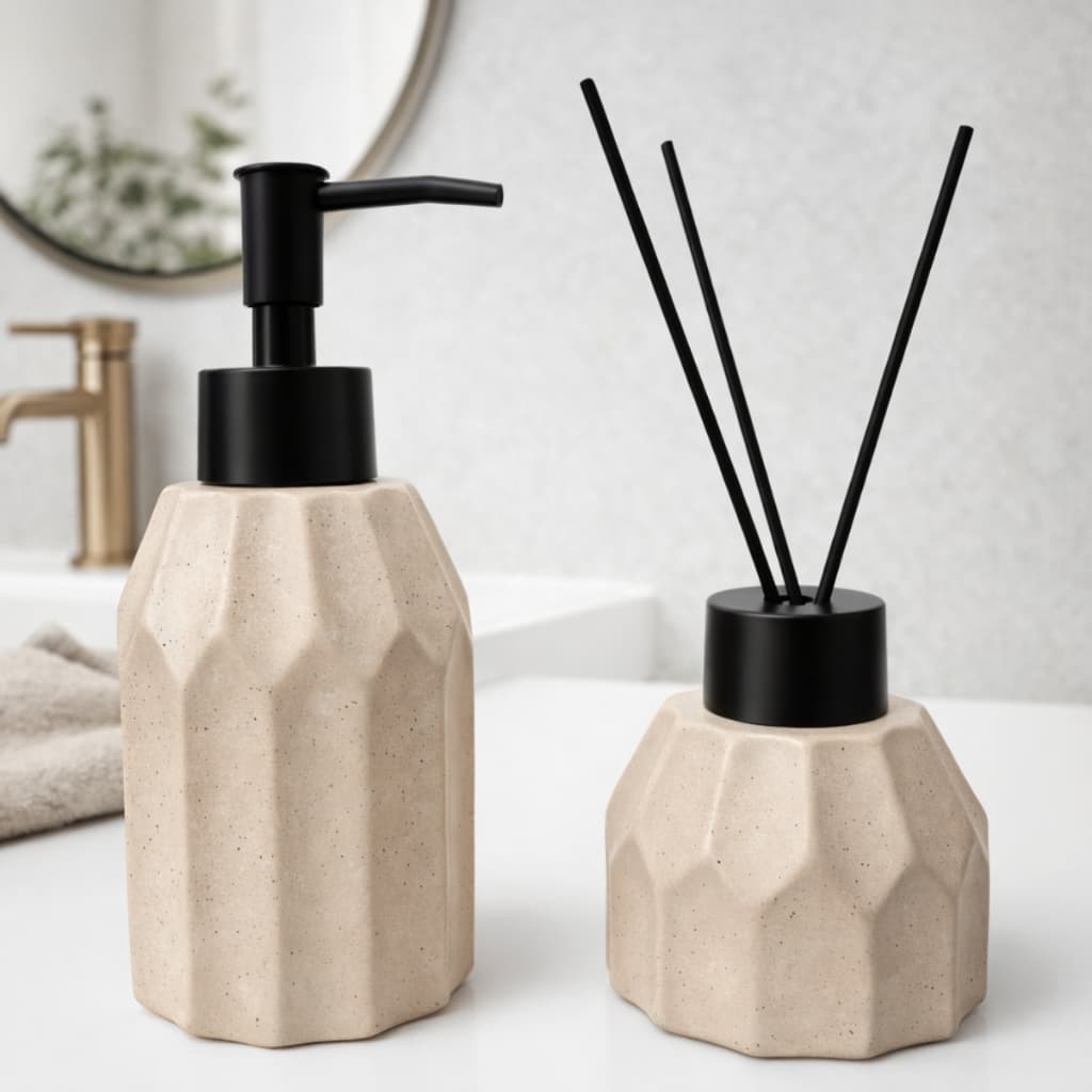 Kit Lavabo Difusor Dispenser Líquido Aromatizador Higiene Decoração Banheiro Aparador Pia