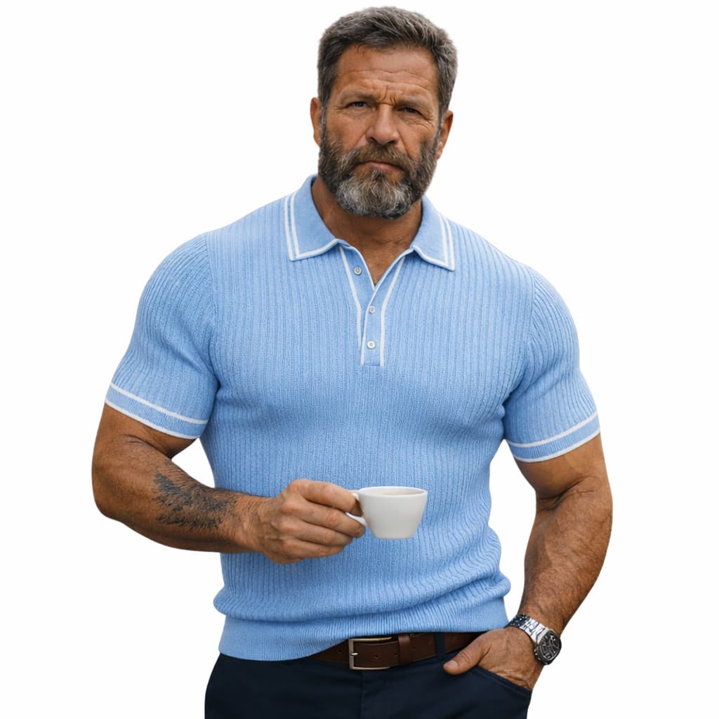 Blusa Masculina Social Malha Tricot Camisa Estilo Old Money Tecido Leve Respirável Toque Suave