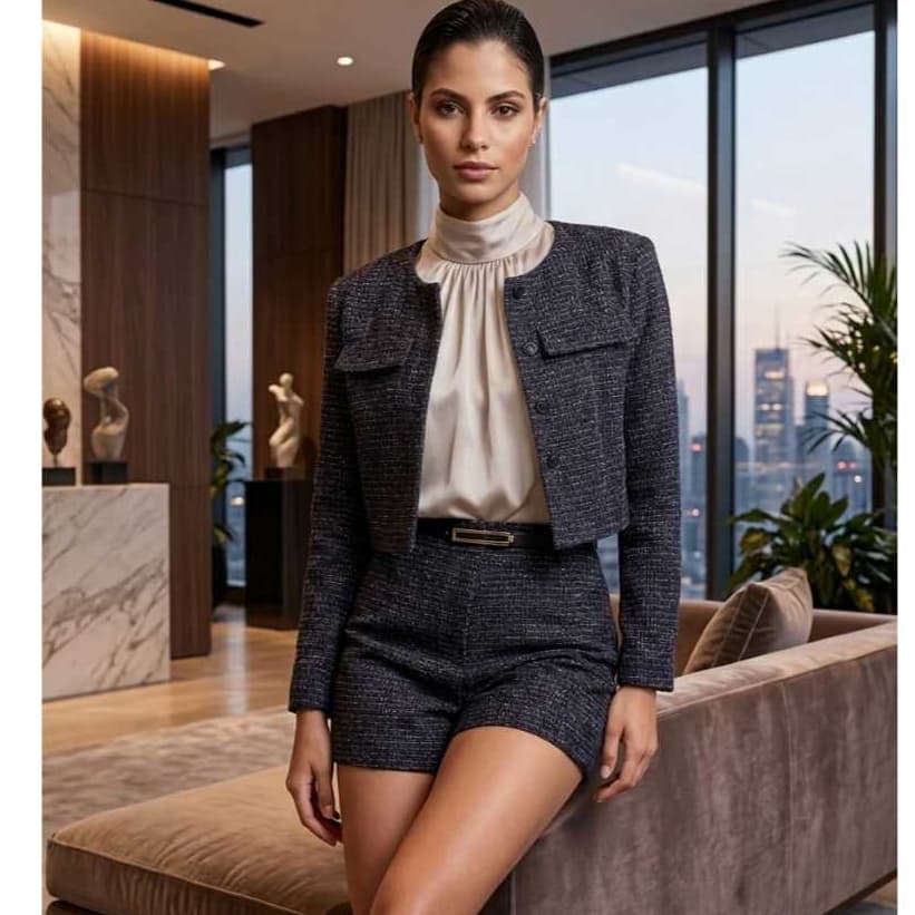 conjunto elegante tesido twed tamanho G pronta entrega