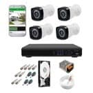 Kit Cftv 4 Câmeras Infra Segurança completo com Dvr FullHd 4Ch cabo de 100m Hd de 320gb e acessórios