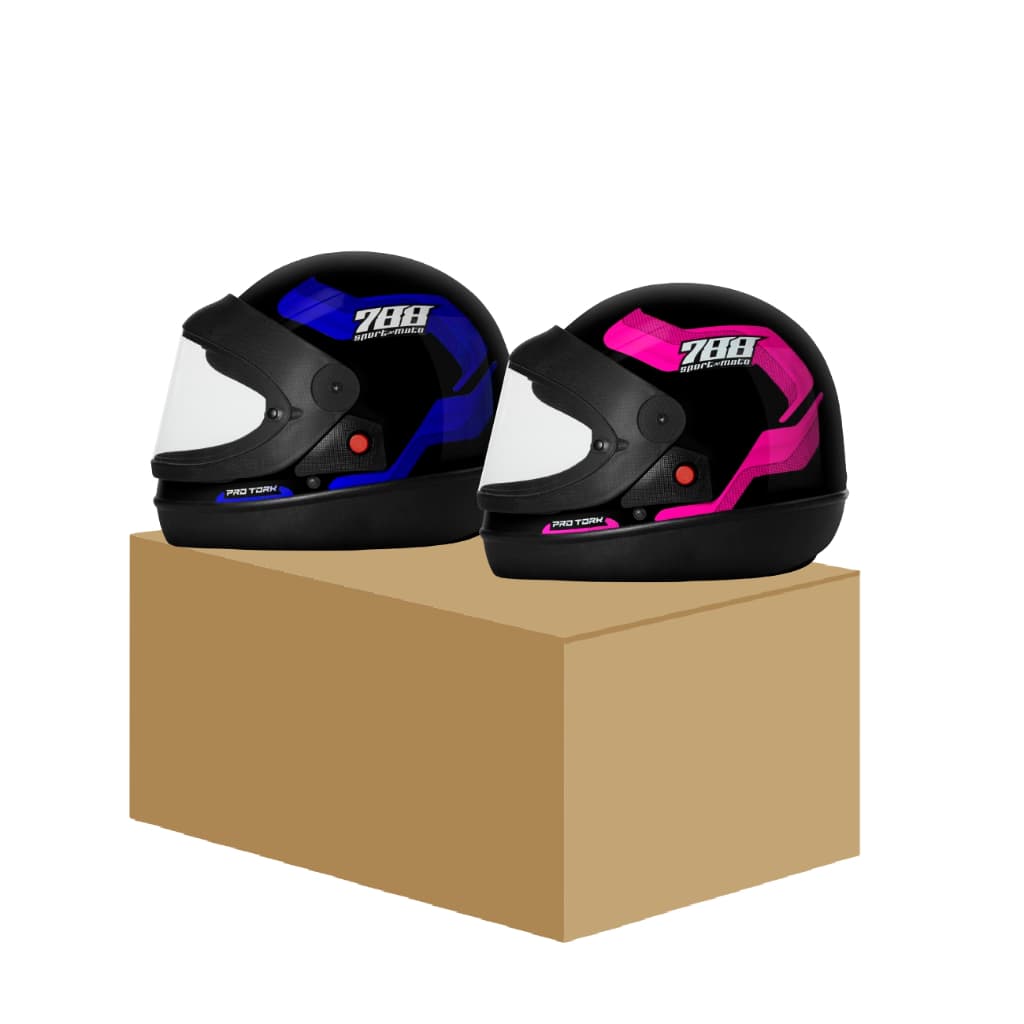 Kit 2 Capacete Moto Fechado Integral Pro Tork Sport Moto 788 Masculino Feminino Combo Casal