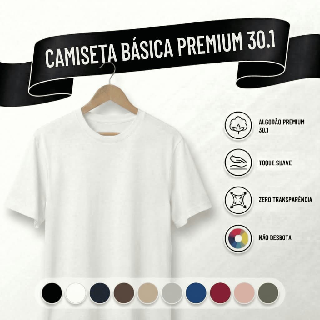 Camiseta Masculina Algodão Camisa Branca Masculinas Slim Básicas Gola Redonda Tribo