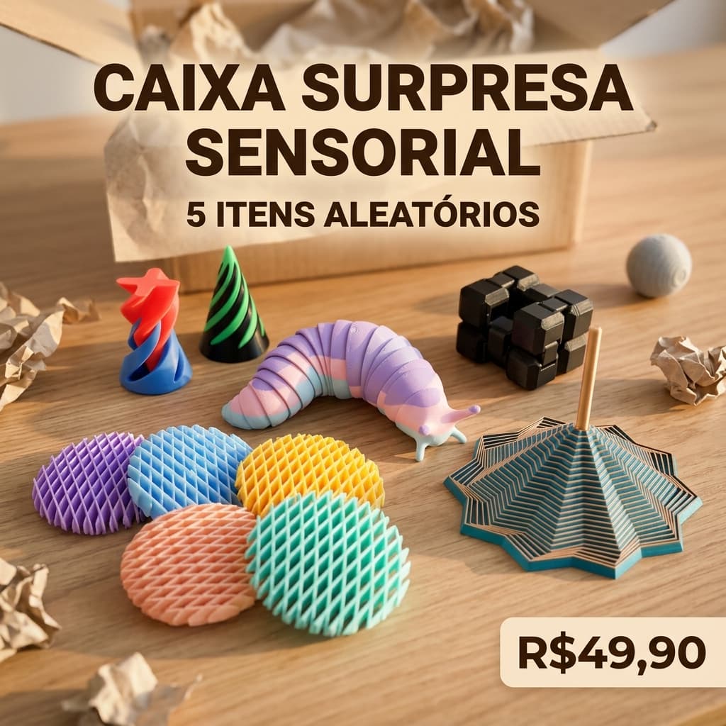 Kit Mystery Box Sensorial - Combo 5 Itens Fidget Toys Surpresa