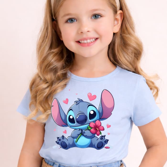 camiseta stitch infantil blusa desenho t-shirt menina 100% algodao modelo novo estampa filme
