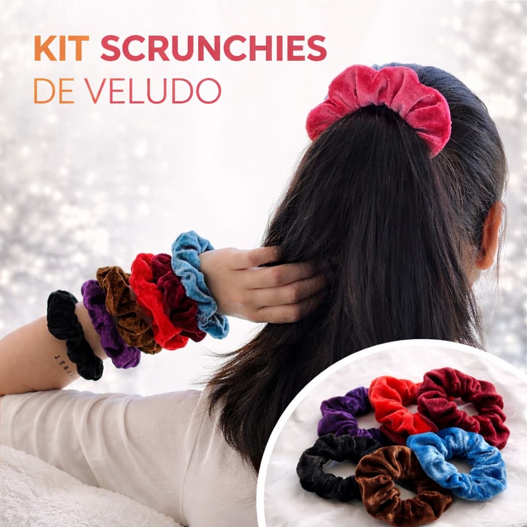Scrunchie de Veludo Premium – Kit com 4 peças Cores Sofisticadas | Acessório feminino para penteado