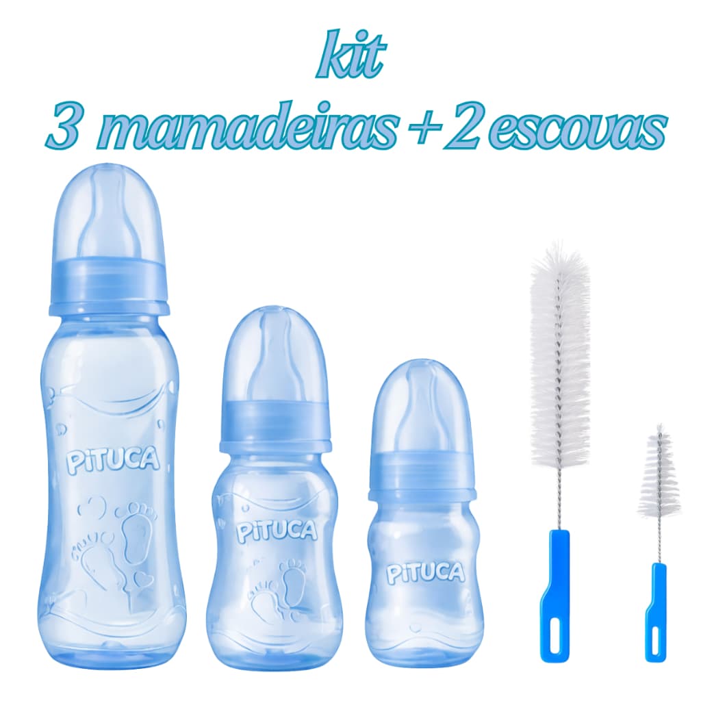 3 Mamadeiras Para Bebê 240ml 150ml 80ml + 2 Escovas de Lavar Mamadeiras