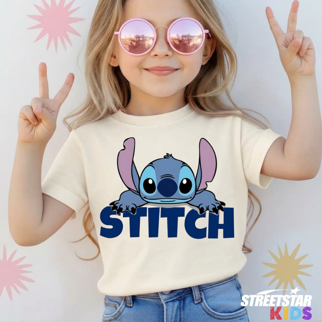 Camiseta Infantil Juvenil Menino Menina Stitch, Desenho infantil Manga Curta Conforto Dia a Dia 100% Algodão